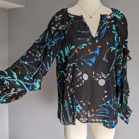 NWT PARKER Julian Long Sleeve Print Floral Blouse - Picture 1 of 13